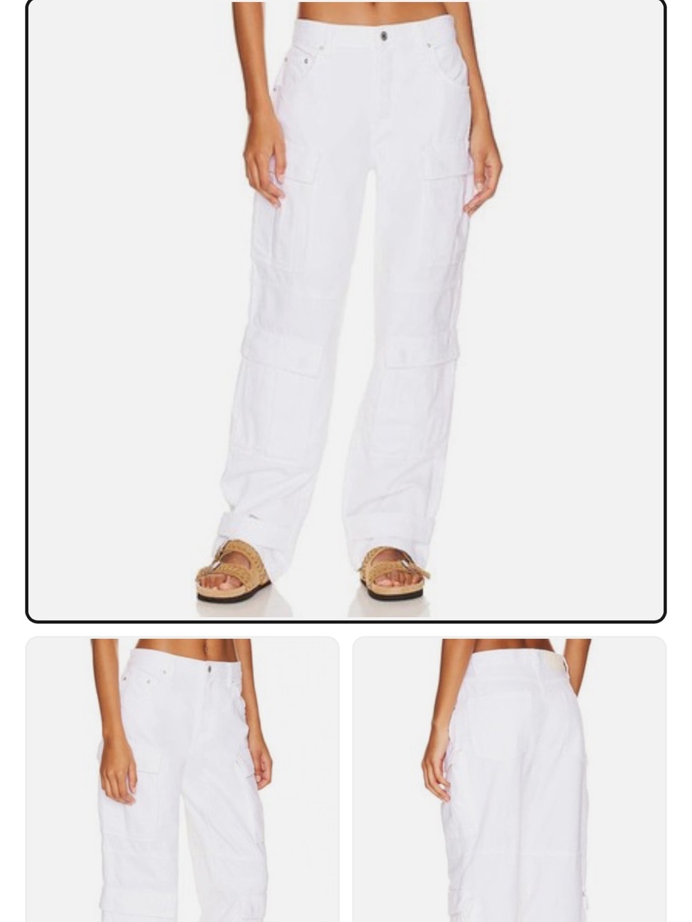 GRLFRND White Wide-Leg Cargo Pants - Picture 3 of 6